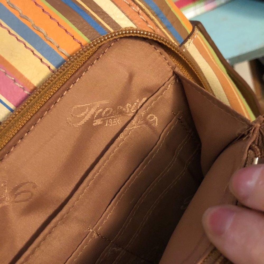 Fossil Multicolor Striped Leather Purse - image 6